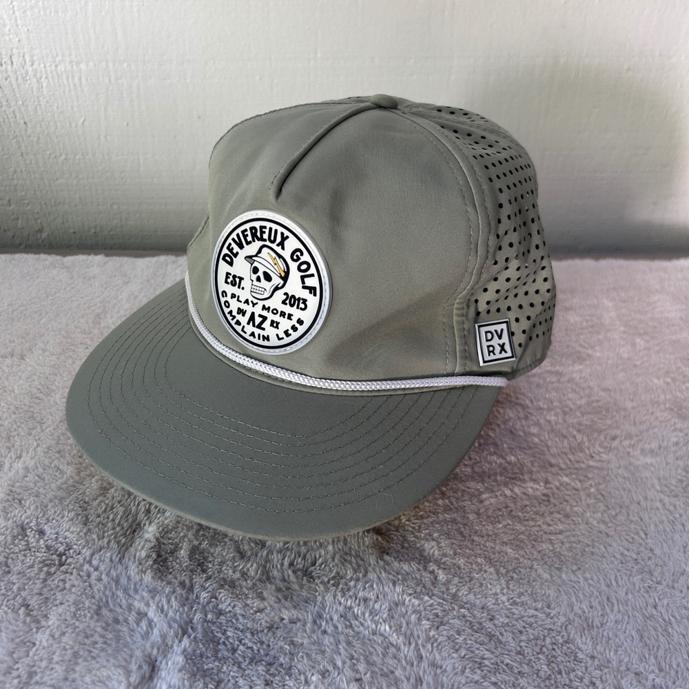 Devereux Golf Skull Rope Hat Sage Green Perforated Snapback DVRX AZ Cap